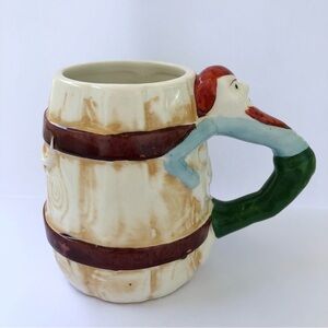 Hillbilly  Rodeo Clown and Longhorn Cattle Barrel mug 1940's moonshine Japan